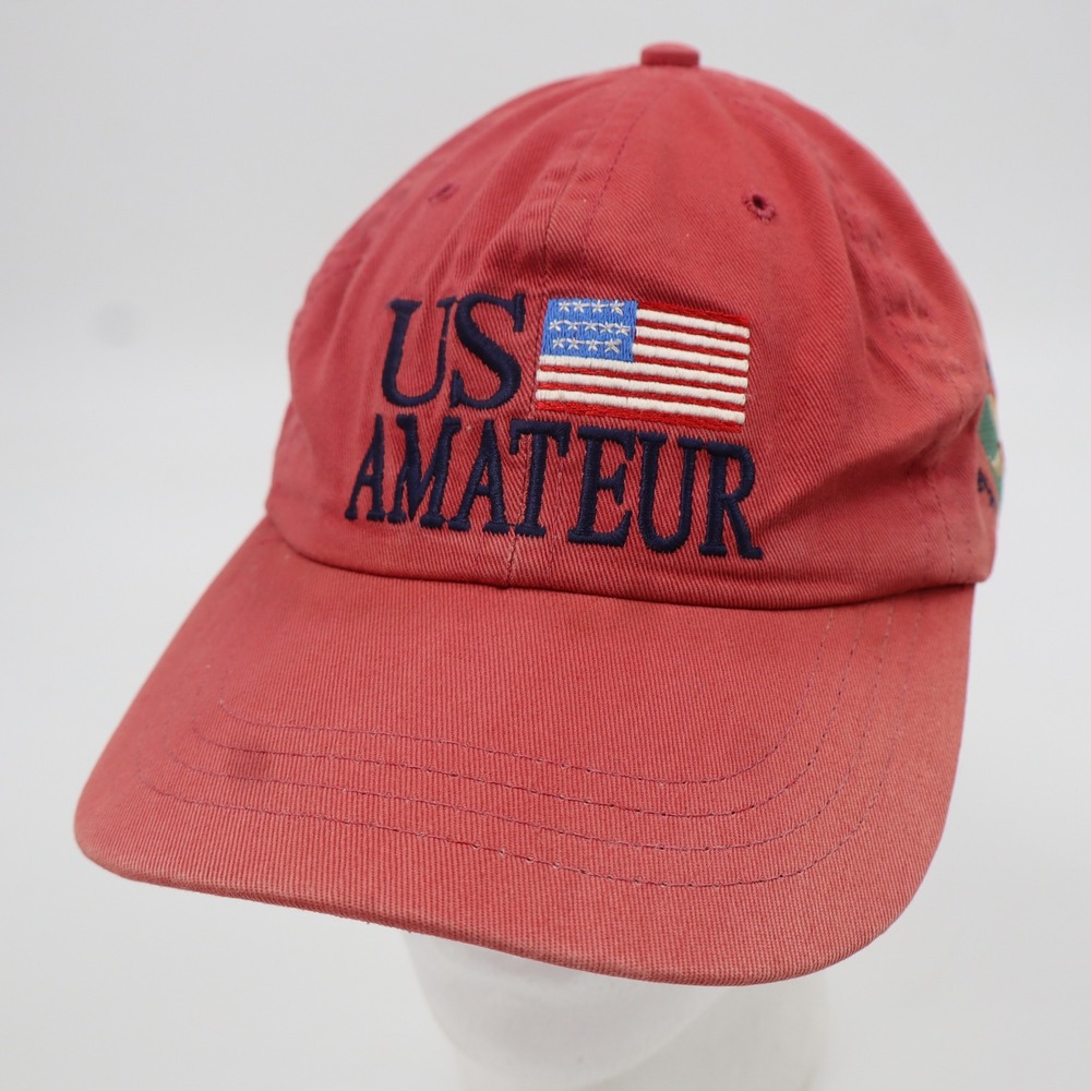 Vintage 1996 US Amateur Pumpkin‎ Ridge Golf Hat Tiger Woods Era Red Strapback